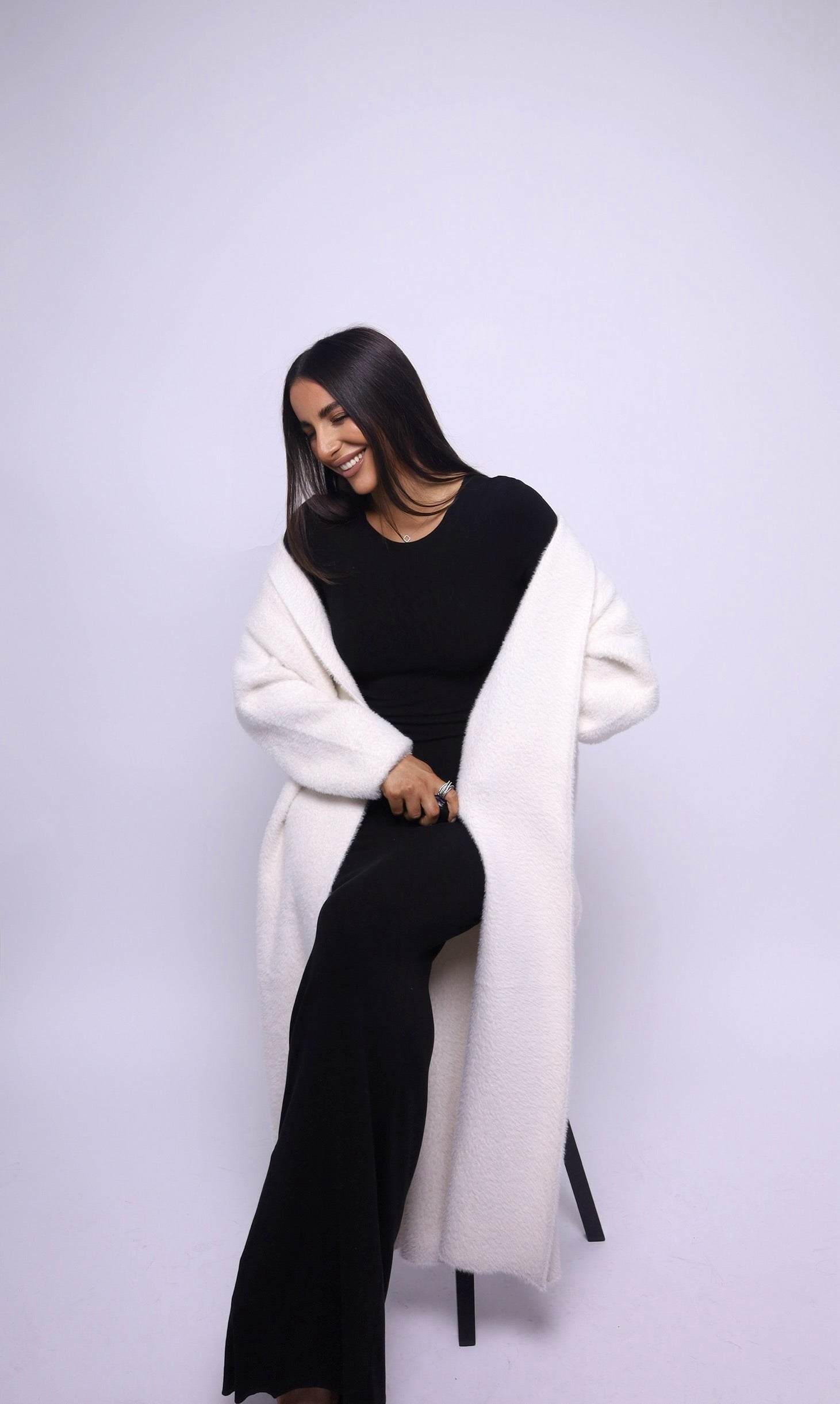 Long minimal knit cardigan